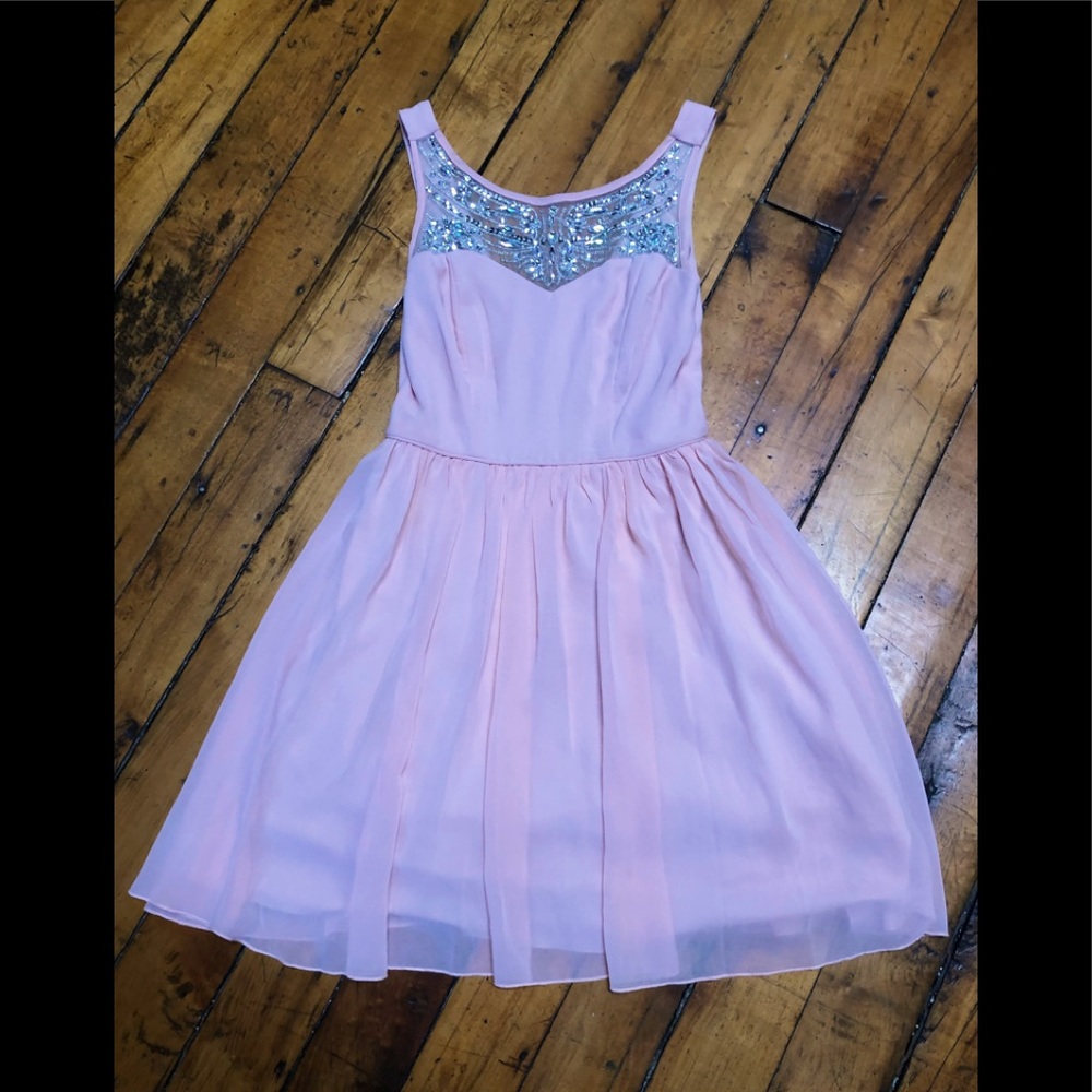 Way In Clothing Co pink jeweled formal dress, size 3 Juniors